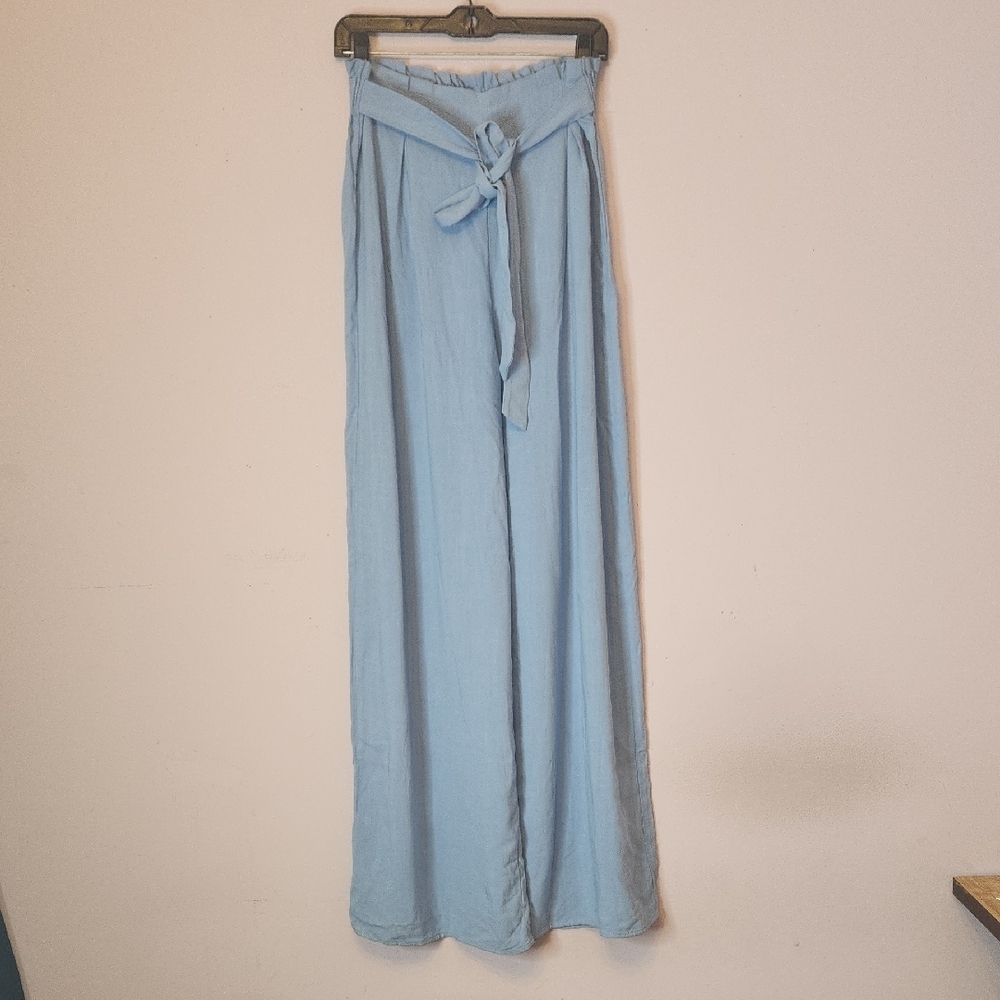 SIENNA SKY Women's Light Blue Wide-Leg Pants, size L